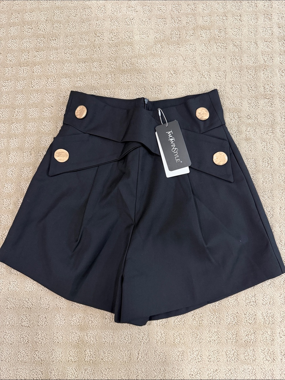 Black High-Waist Button-Front Women’s Shorts